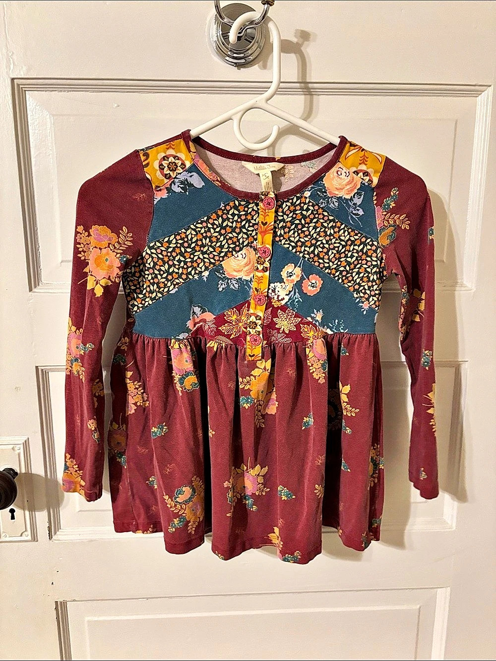 Matilda Jane Girls Floral Dress Burgundy & Blue Size 8